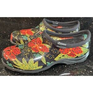 Midsummer Black Print Women's Sloggers Clogs Waterproof Garden Shoes Size 8